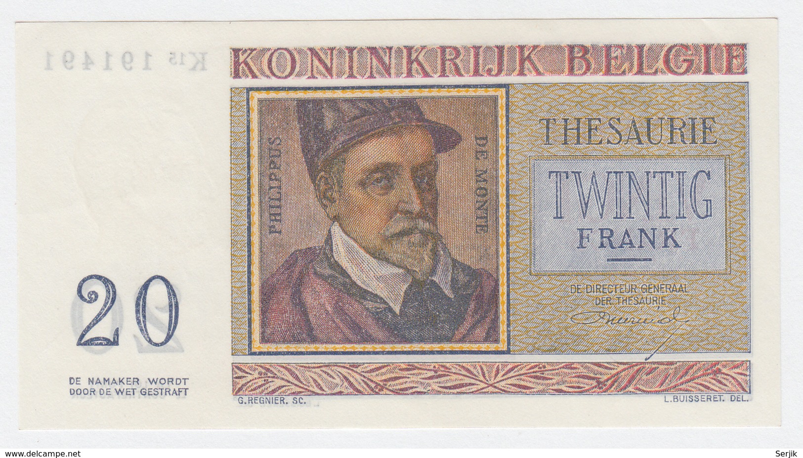 Belgium BELGIQUE 20 Francs 1956 UNC NEUF Pick 132b 132 B - Andere & Zonder Classificatie