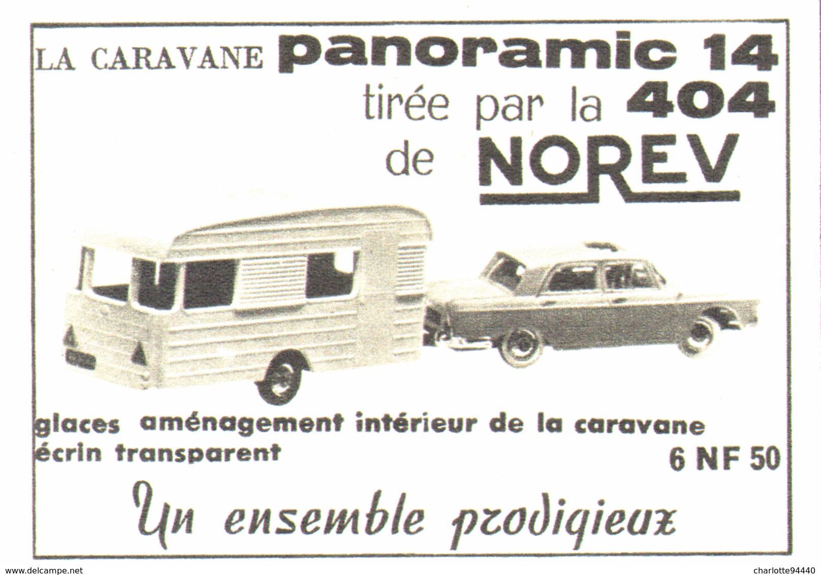 PUB CARAVANE PANORAMIC 14 Et La 404  " NOREV "  1962 ( 1 ) - Autres & Non Classés