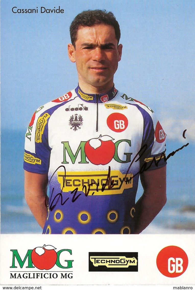 CARTE CYCLISME DAVIDE CASSANI SIGNEE TEAM MK TECHNOGYM 1994 - Ciclismo