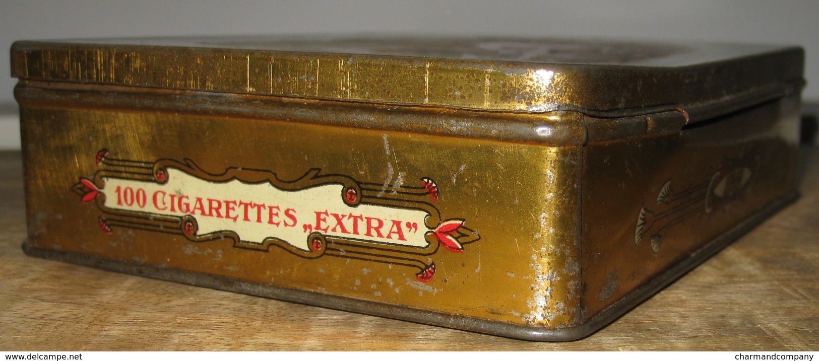 Antique empty 100 cigarette tin - boîte ancienne Cigarettes NESTOR GIANACLIS HAREM / 7 scans