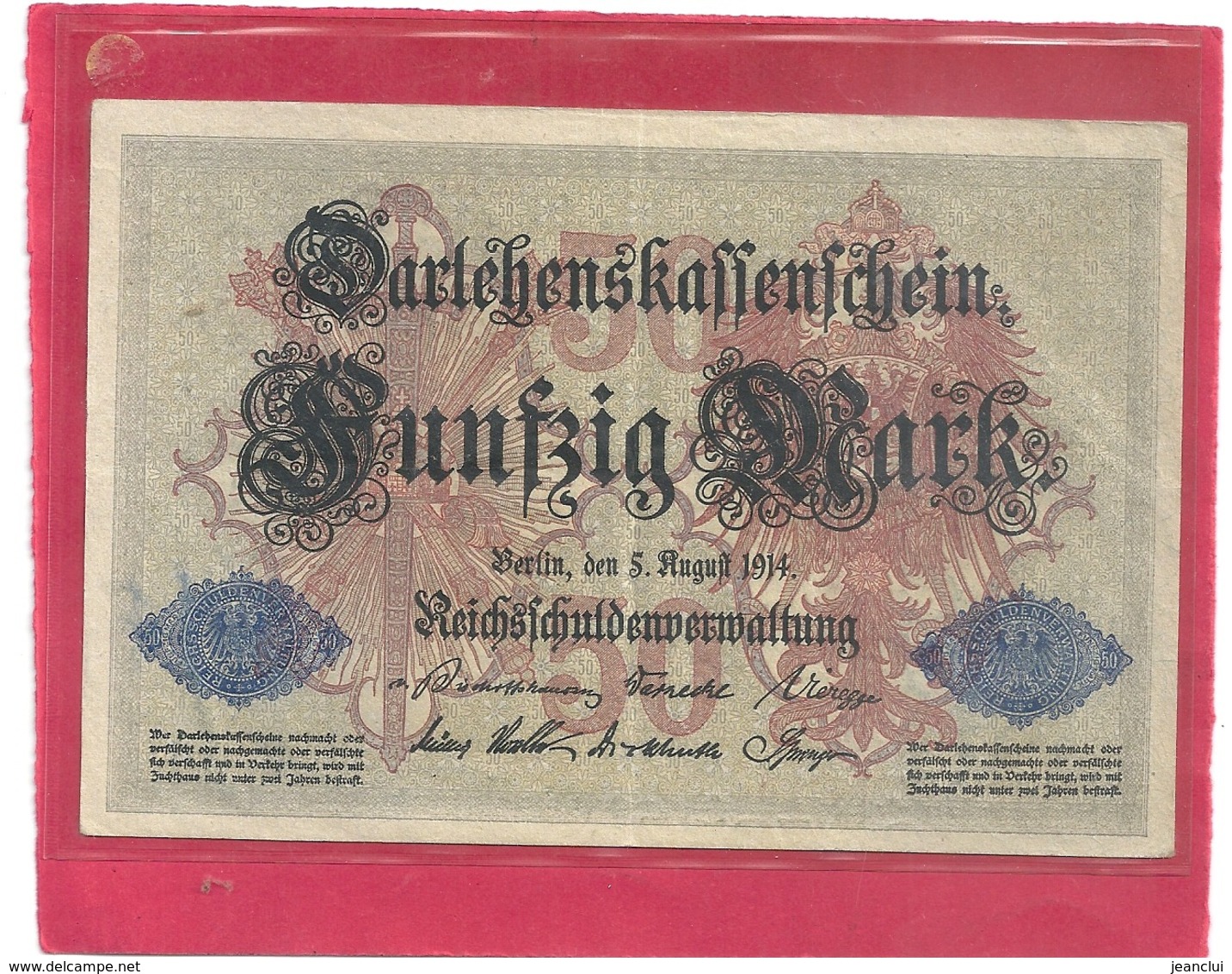 DARLEHENSKASSENSCHEINE .FÜNFZIG ( 50 )  MARK . 5-8-1914 . RED N° K.Nr4971215 . ZWEI SCANES - [13] Bundeskassenschein