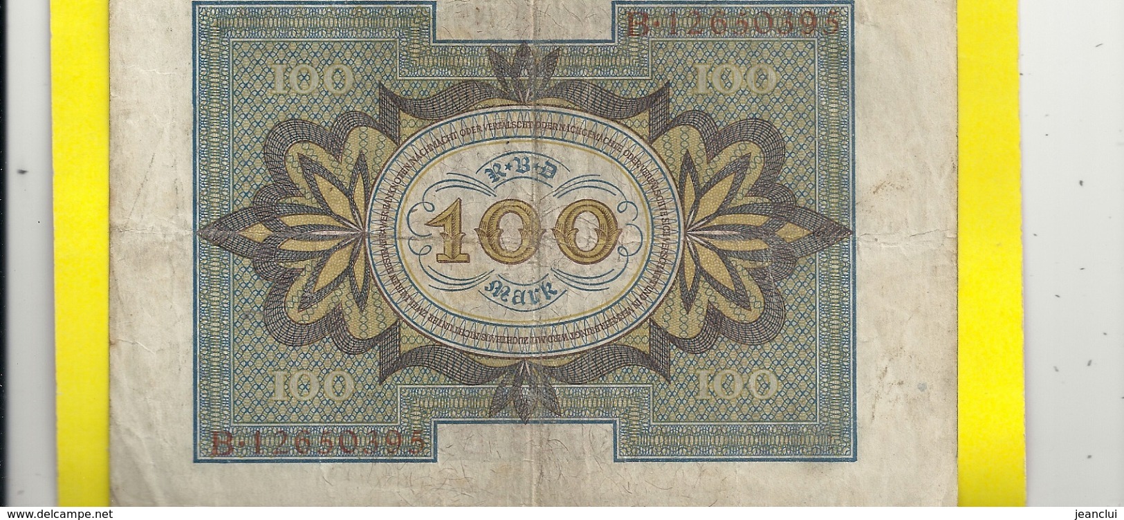 REICHBANKNOTE . 100 MARK . 1-11-1920 . RED N° B.12650395 . ZWEI SCANES - 100 Mark