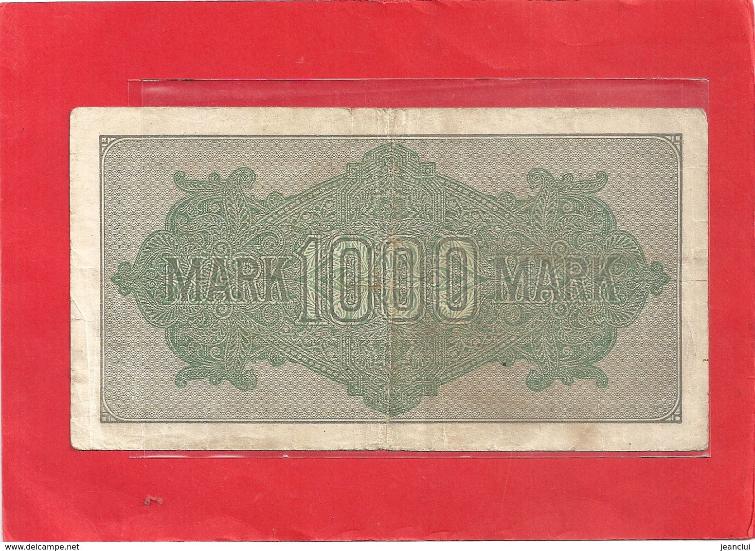 REICHBANKNOTE . 1.000 MARK . 15-9-1922 . RED N° B.195488 . ZWEI SCANES - 1000 Mark