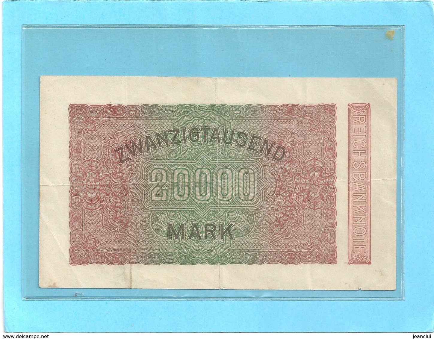 REICHBANKNOTE . 20.000 MARK . 20-2-1923 .  N° 411812 . ZWEI SCANES - 20000 Mark