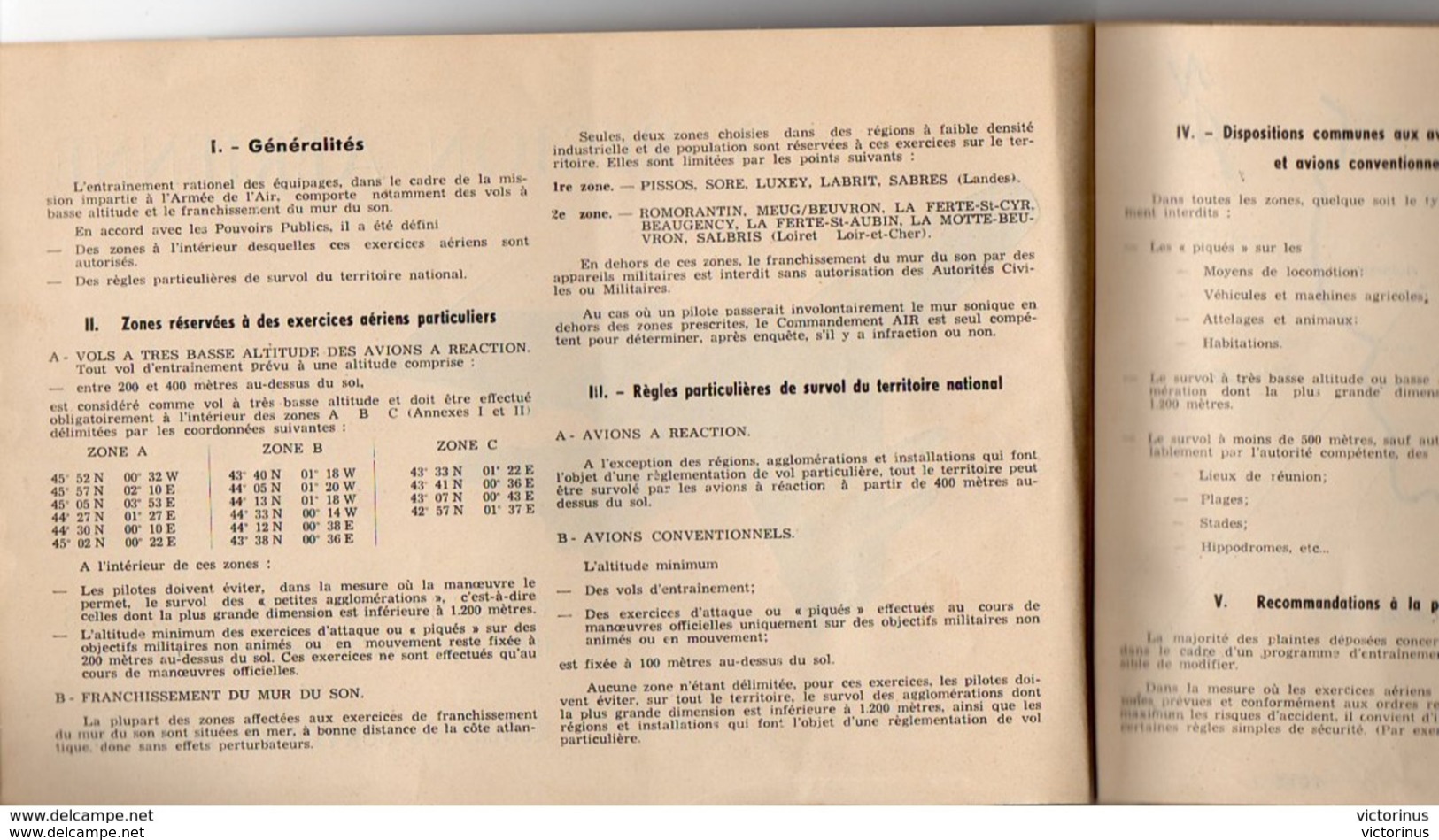 CARNET DE SILHOUETTES ( D'Avions Et )  -  REGLES DE SURVOL DU TERRITOIRE  -  3e REGION AERIENNE  -  Juillet 1957 - Aviation