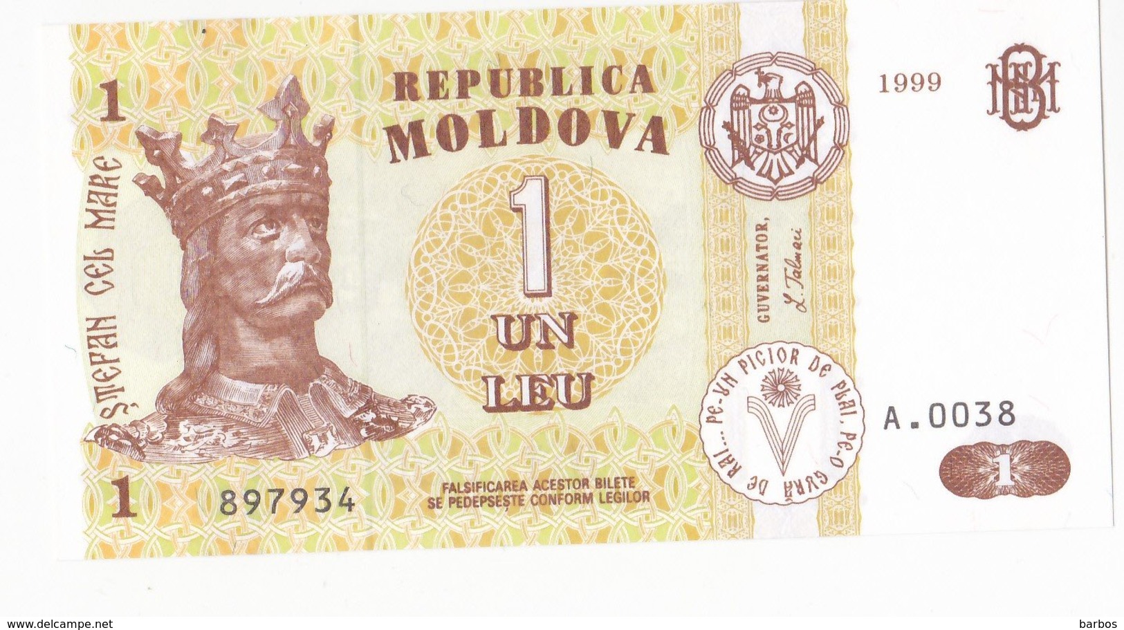 Moldova   Moldavie , 1 Leu , 1999 ,  UNC - Moldova