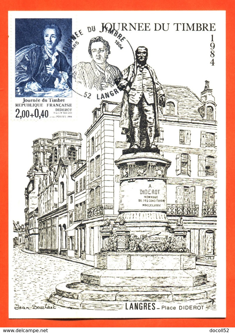 Carte Maximum Langres Journée Du Timbre 17 Mars 1984 " Place Diderot " - 1980-1989