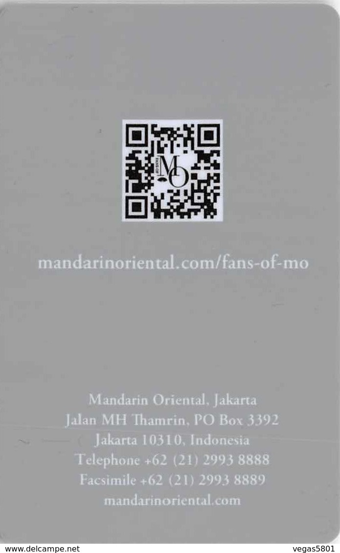 MANDARIN ORIENTAL Jakarta - Hotel Room Key Card, Hotelkarte, Schlüsselkarte, Clé De L'Hôtel - Hotelkarten
