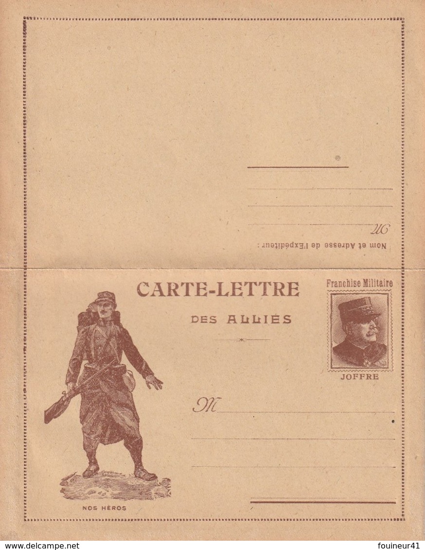 Carte-Lettre Des Alliés, Effigie De Joffre - Nos Héros, Voir Scan - Guerre 1914-18