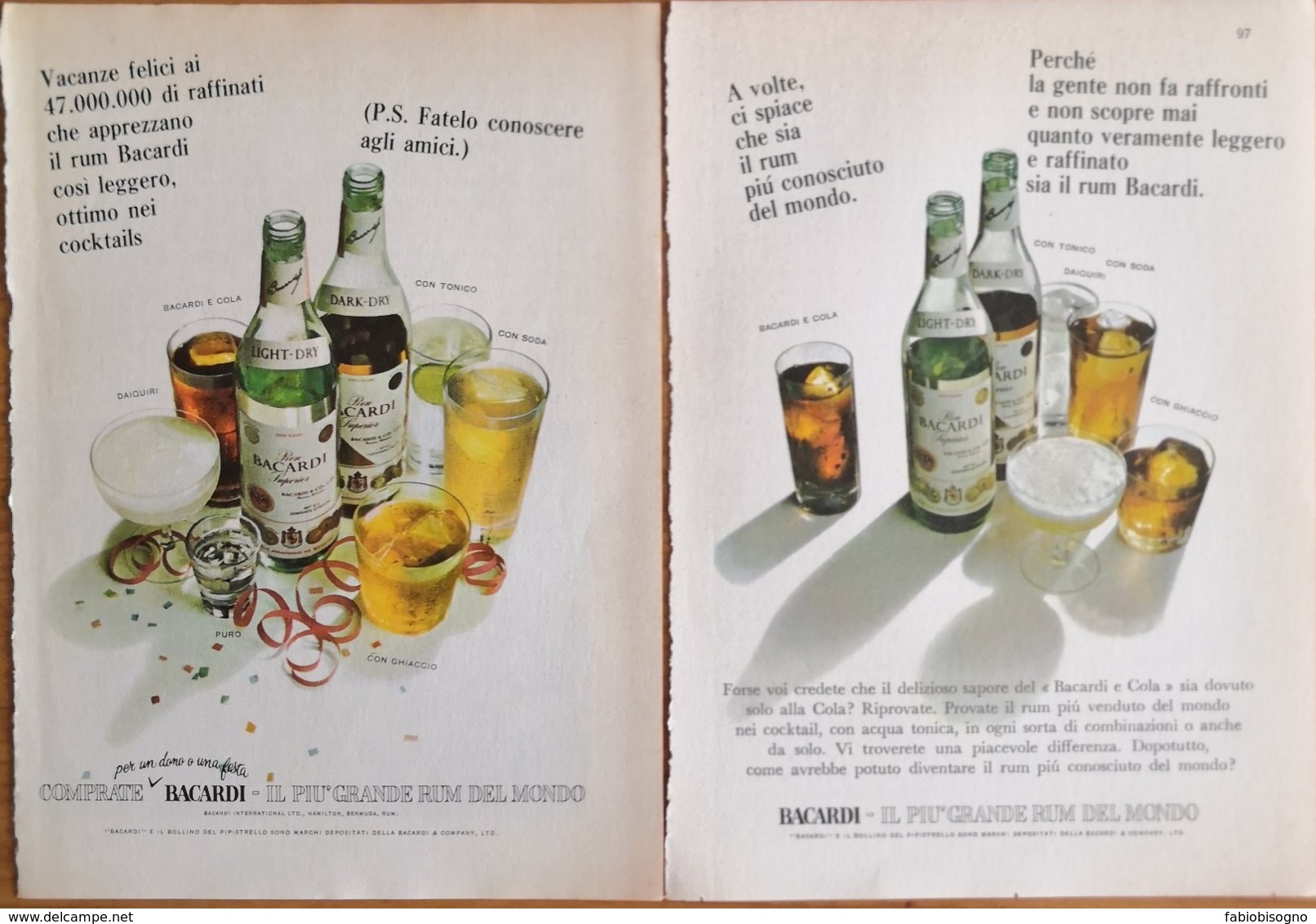 1966 - BACARDI - 2 Pag. Pubblicità Cm. 13x18 - Spirituosen