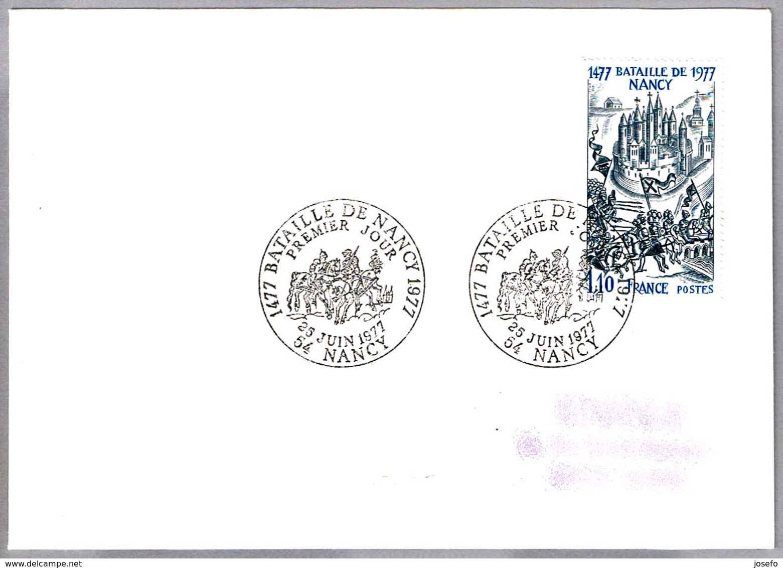 500 AÑOS BATALLA DE NANCY (1477-1977). SPD/FDC Nancy, Francia, 1977 - Militaria