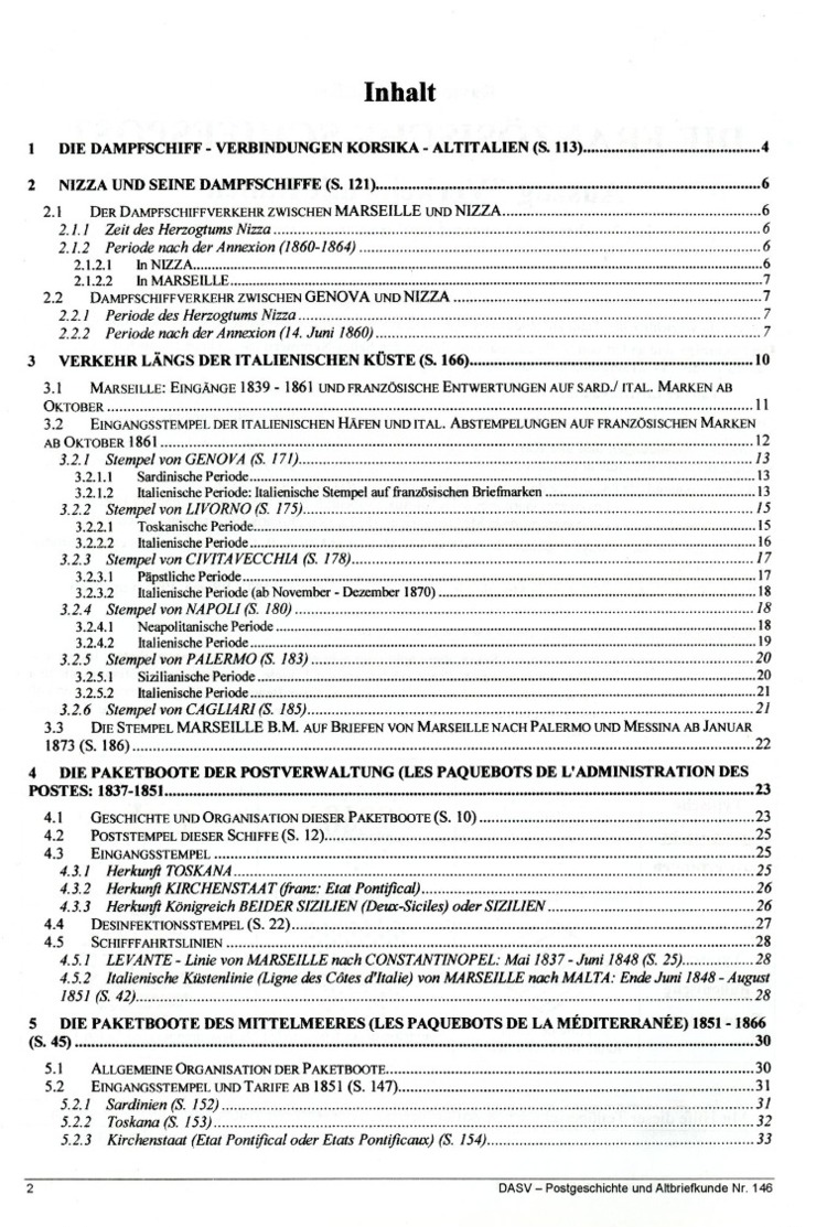 Die Französische Schiffspost - Verkehr Mit Italien  Von Raymond Salles (DASV) In PgA 146 Aus 2001 - Ship Mail And Maritime History