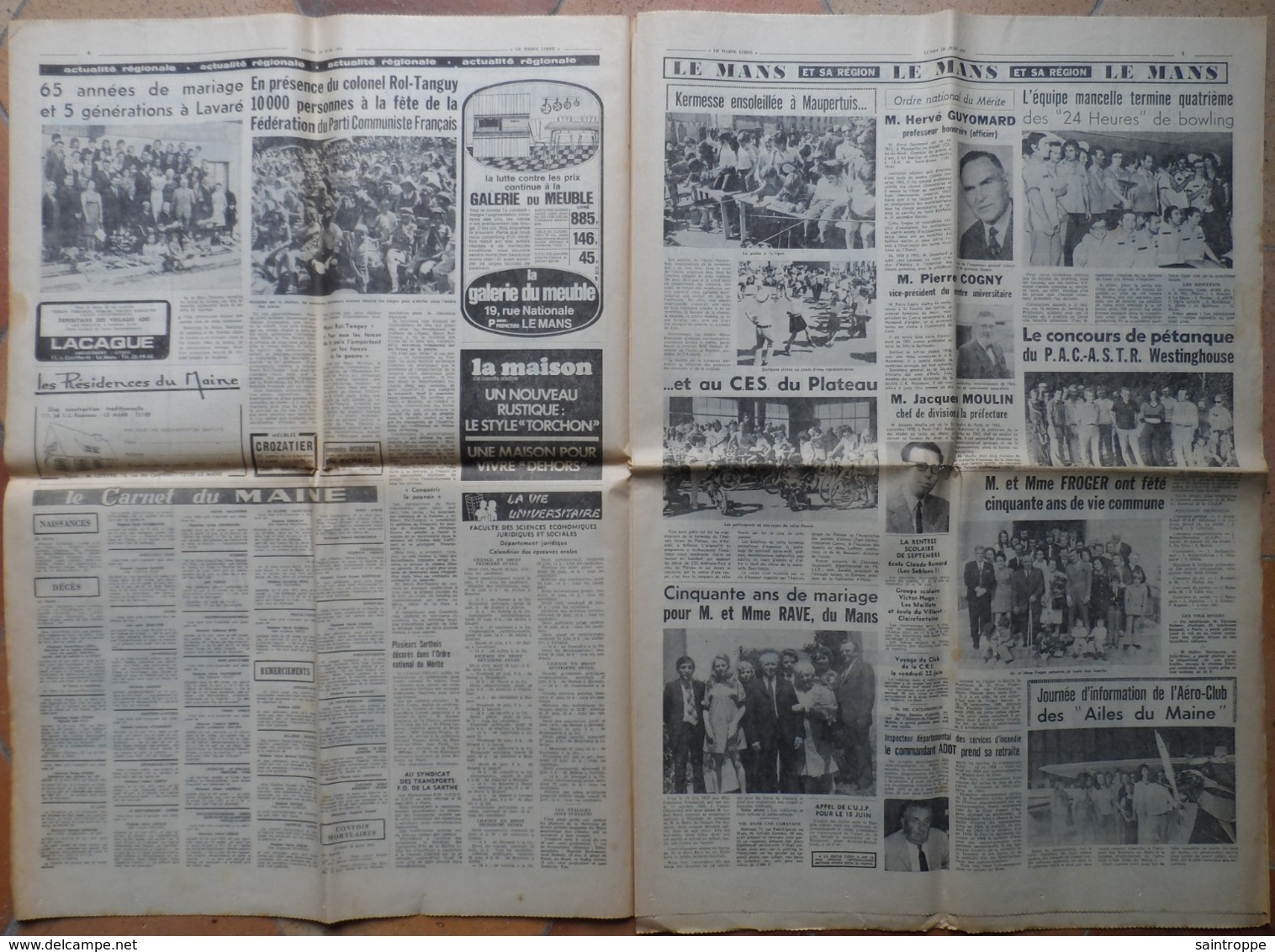 1973 Poulidor Triomphe Dans Le "Midi-Libre".Train,Le Mans-Mézidon,ultime Voyage.Soulitré,on Recherche Un Habitant... - 1950 à Nos Jours