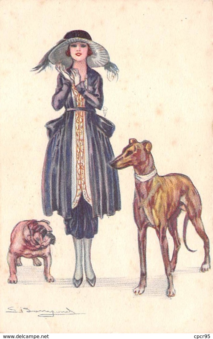 Illustrateur - N°61961 - Bompard S. - Jeune Femme Avec Deux Chiens, Dont Un Bouledogue - Bompard, S.