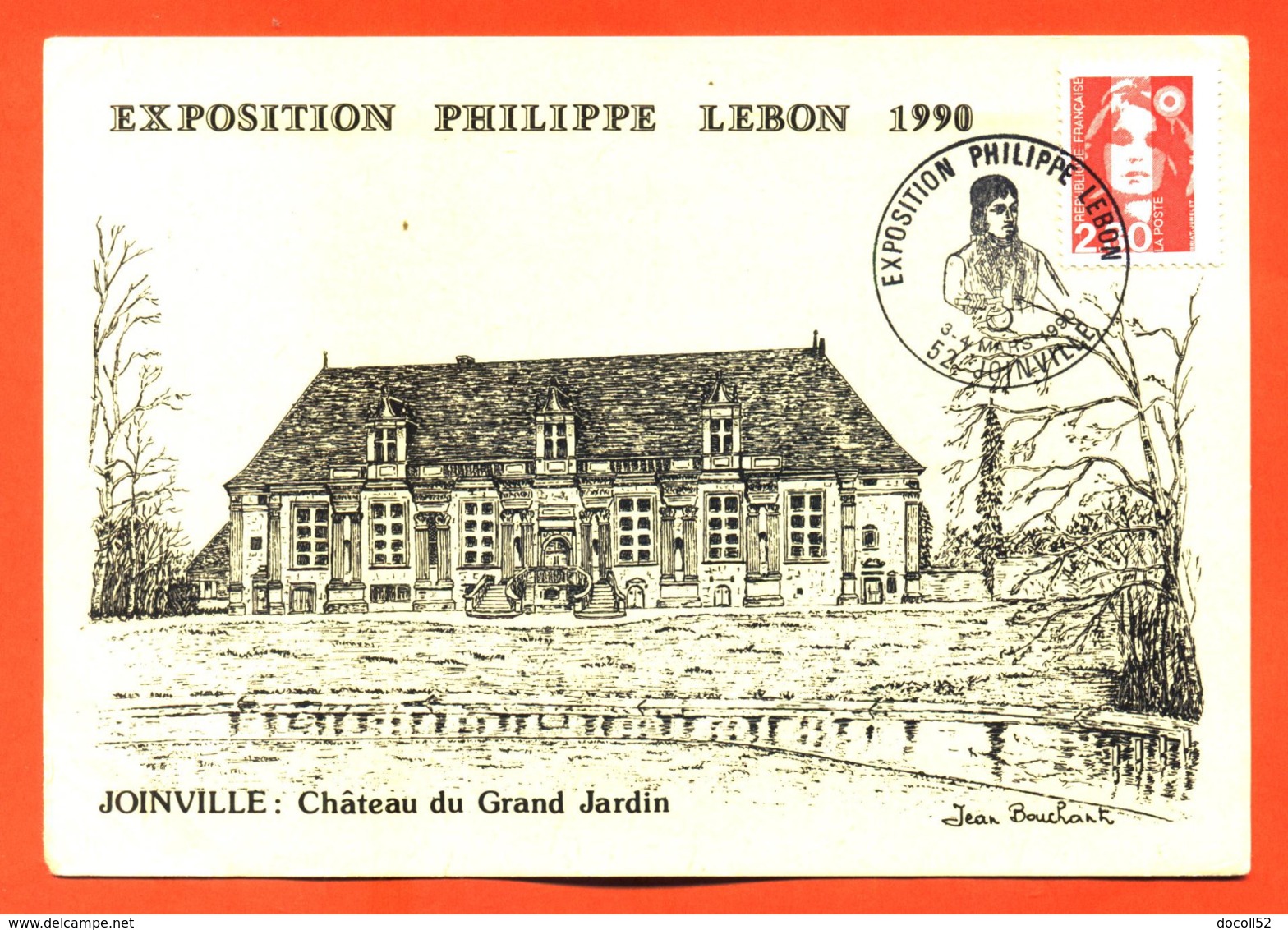 Carte Maximum Joinville Exposition Philippe Lebon 3-4 Mars 1990 " Chateau Du Grand Jardin " Dessin Jean Bouchart - 1990-1999