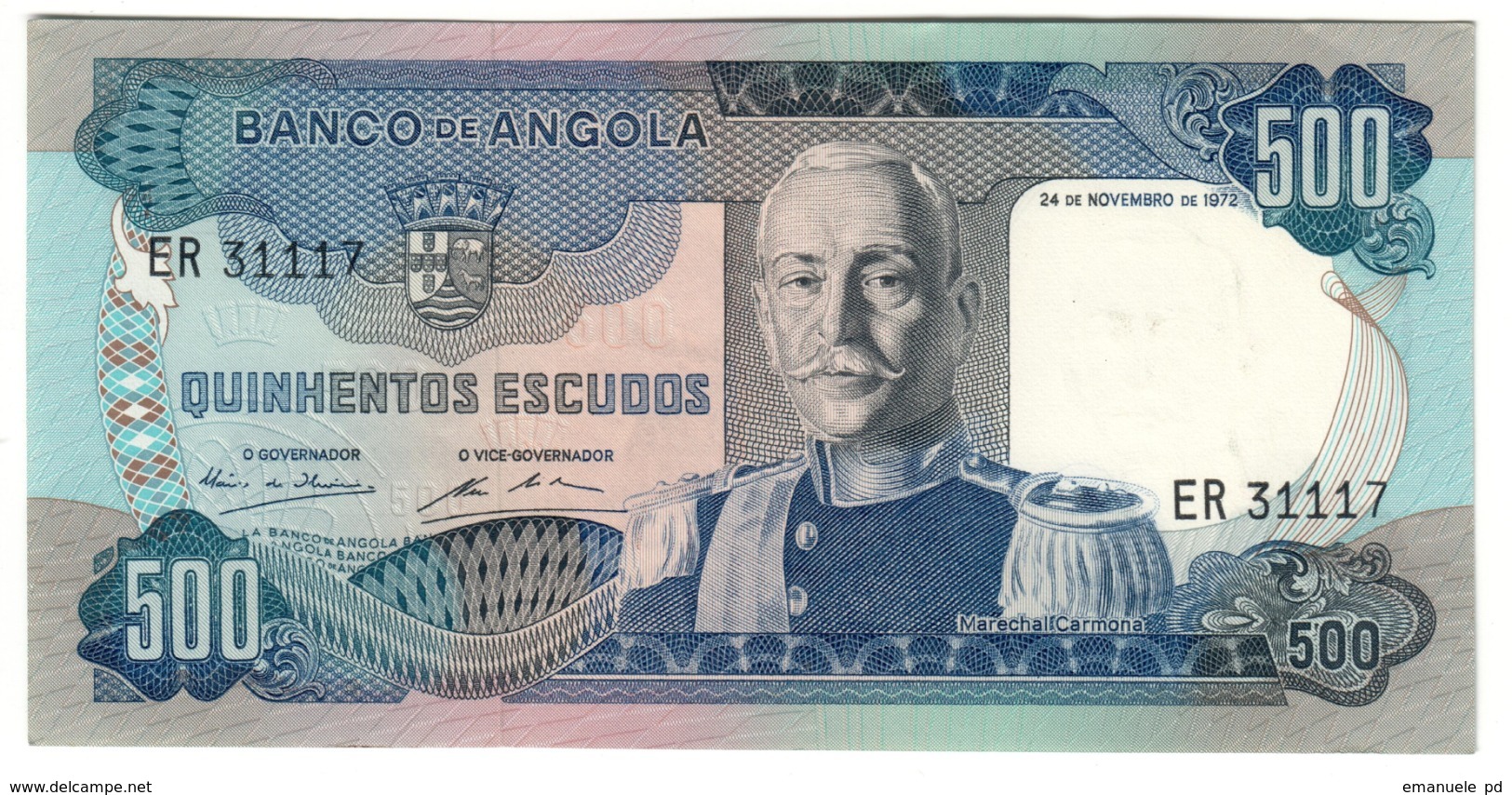 ANGOLA	500	ESCUDOS	1972	P102	UNC			.CV. - Angola