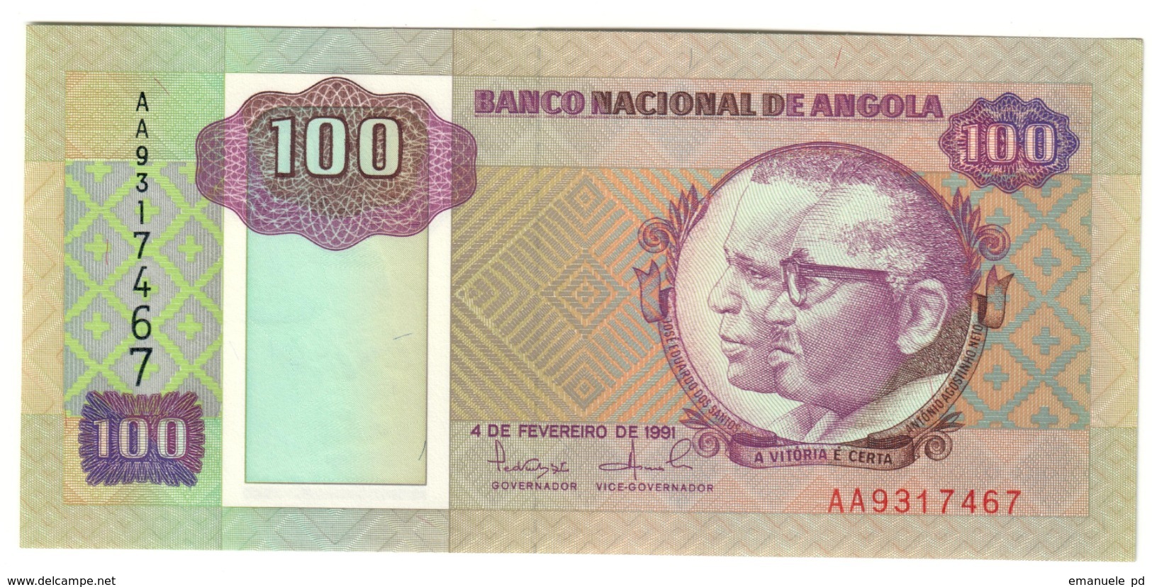 ANGOLA	100	KWANZAS	1984	P126	UNC	AA S/N		.CV. - Algeria