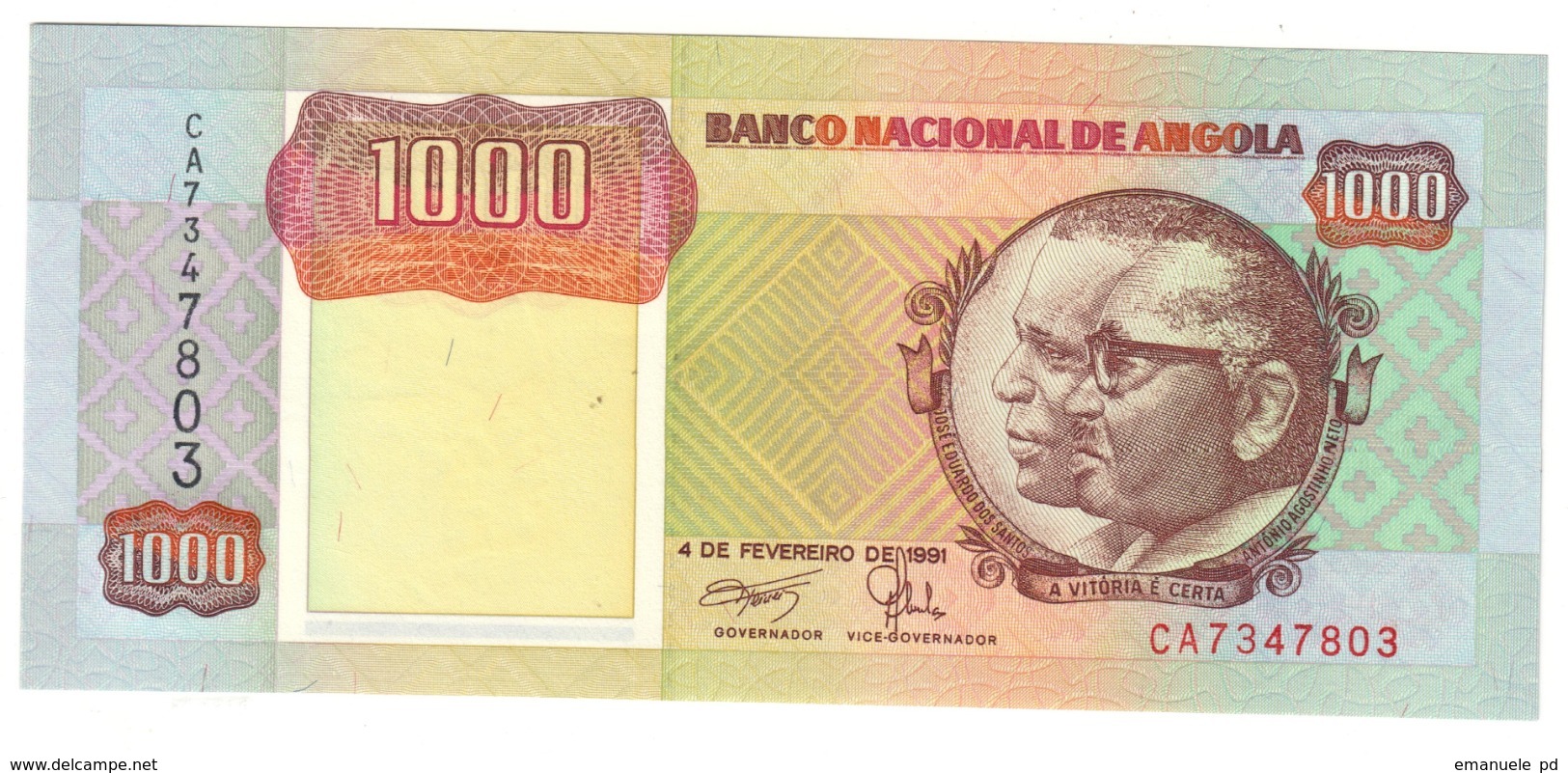 ANGOLA	1000	KWANZAS	1991	P129	UNC			.CV. - Angola