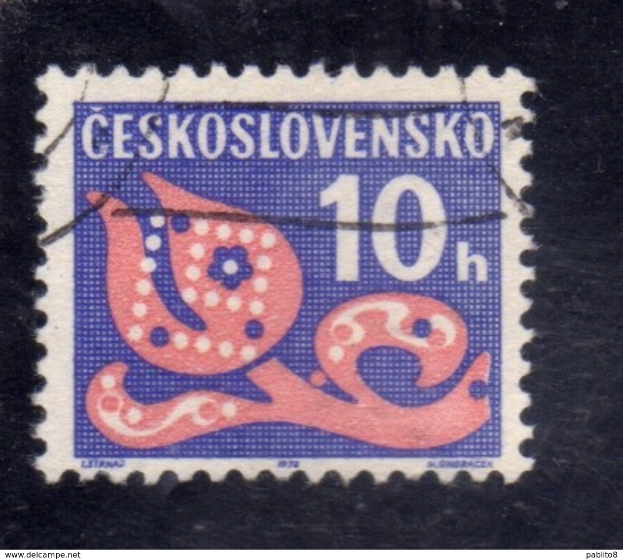 CZECHOSLOVAKIA CESKOSLOVENSKO CECOSLOVACCHIA 1971 1972 POSTAGE DUE STAMPS TASSE STYLIZED FLOWER10h USED USATO OBLITERE' - Portomarken