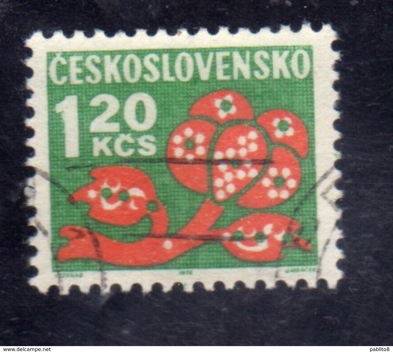 CZECHOSLOVAKIA CESKOSLOVENSKO CECOSLOVACCHIA 1971 1972 POSTAGE DUE STAMPS TASSE STYLIZED FLOWER1.20k USED USATO OBLITERE - Segnatasse