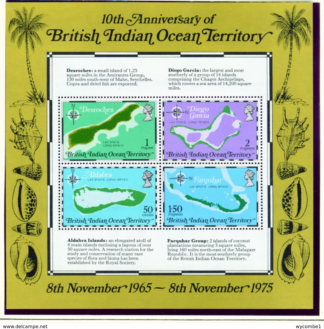 BRITISH INDIAN OCEAN TERRITORY  -  1975 Maps Miniature Sheet Unmounted/Never Hinged Mint - British Indian Ocean Territory (BIOT)