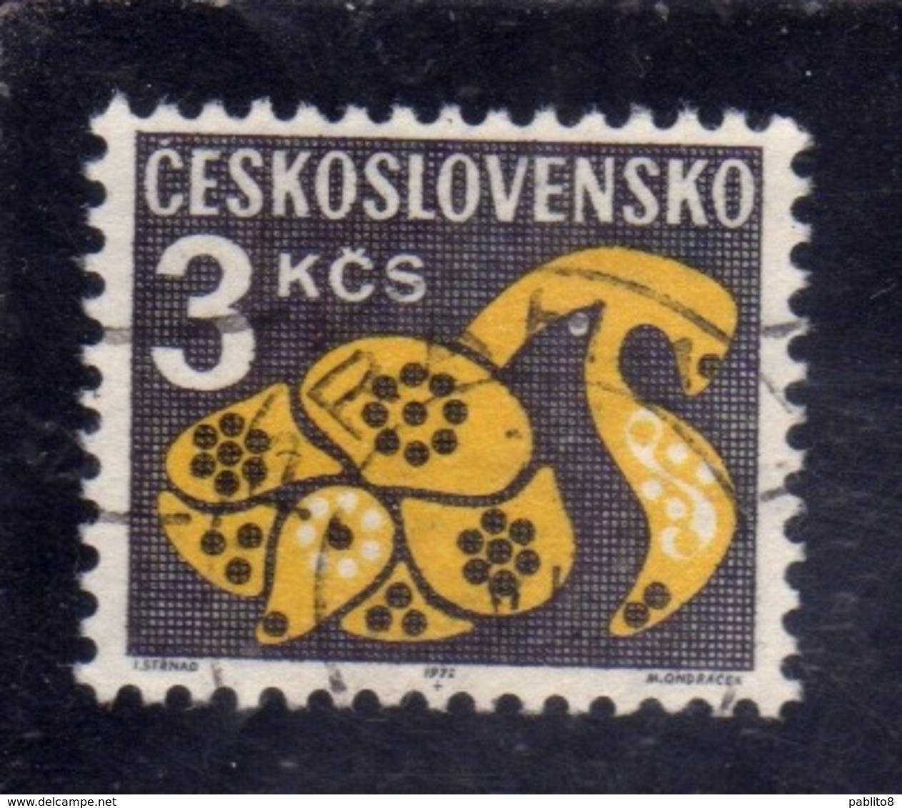 CZECHOSLOVAKIA CESKOSLOVENSKO CECOSLOVACCHIA 1971 1972 POSTAGE DUE STAMPS TASSE STYLIZED FLOWER 3k USED USATO OBLITERE - Segnatasse