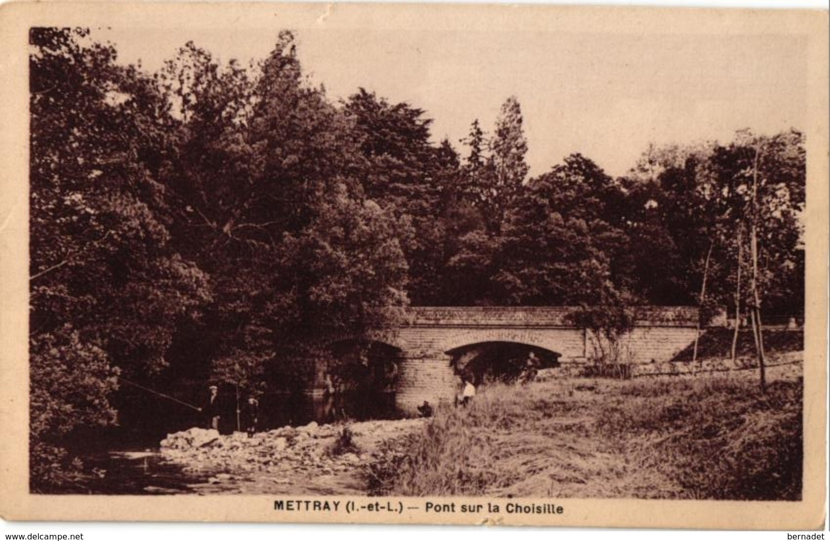 37 .. METTRAY . PONT SUR LA CHOISILLE ... 1938 ... PECHEURS A LA LIGNE - Mettray