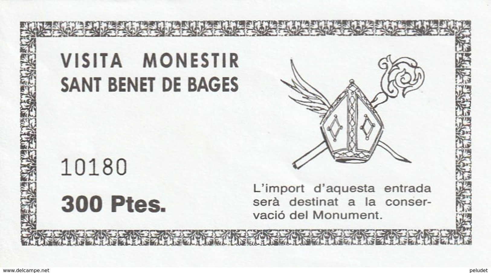 TICKET - ENTRADA / VISITA MONESTIR SANT BENET DE BAGES - 199? - Tickets - Entradas