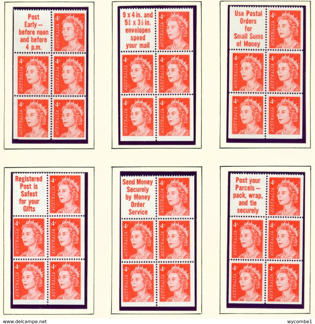 AUSTRALIA  -  1966 Page Of Decimal Definitive Booklet Panes Unmounted/Never Hinged Mint - Mint Stamps