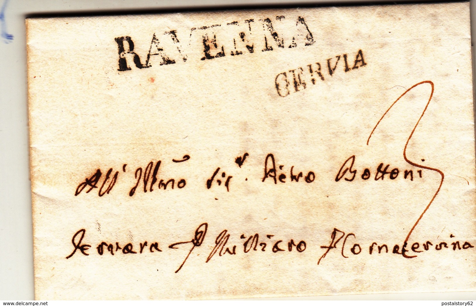 Cervia Per Ferrara, Lettera Con Contenuto Con Firma Autografa Del Vescovo Di Cervia Gaetano Balletti 1841 - ...-1850 Voorfilatelie