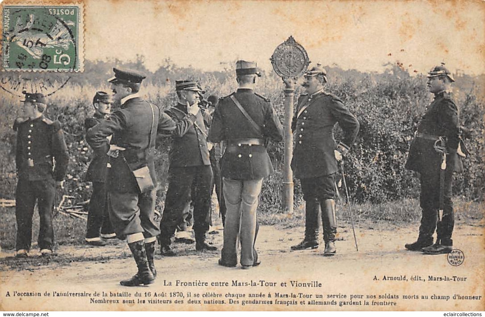 Thème:    Métier.  Douanier. Frontière Entre Mars La Tour Et Vionville  Gendarmes Français Et Allemands      (Voir Scan) - Polizia – Gendarmeria