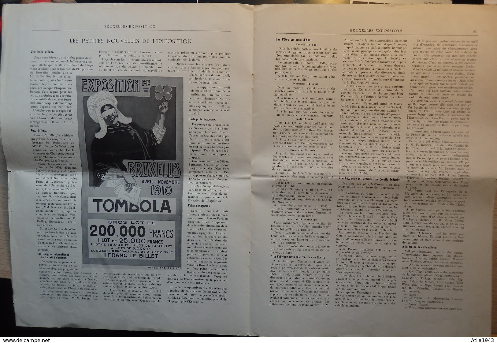 Journal de Bruxelles Exposition du 3 Août 1910 - Voir 12 scans