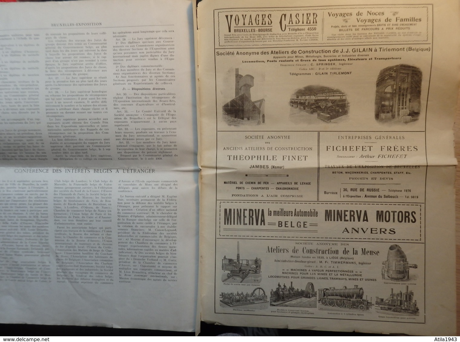 Journal de Bruxelles Exposition du 3 Août 1910 - Voir 12 scans