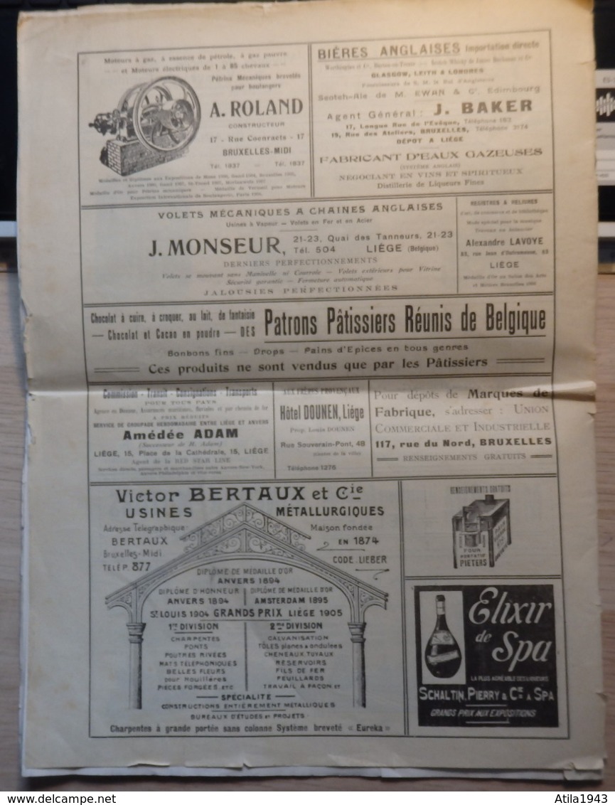 Journal de Bruxelles Exposition du 3 Août 1910 - Voir 12 scans