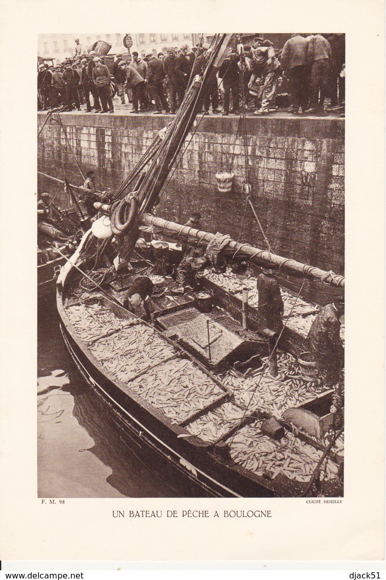 Grande Photo (Phototypie, Héliogravure) - F.M. 98 /  UN BATEAU DE PÊCHE A BOULOGNE - Cliché DESEILLE - Unclassified