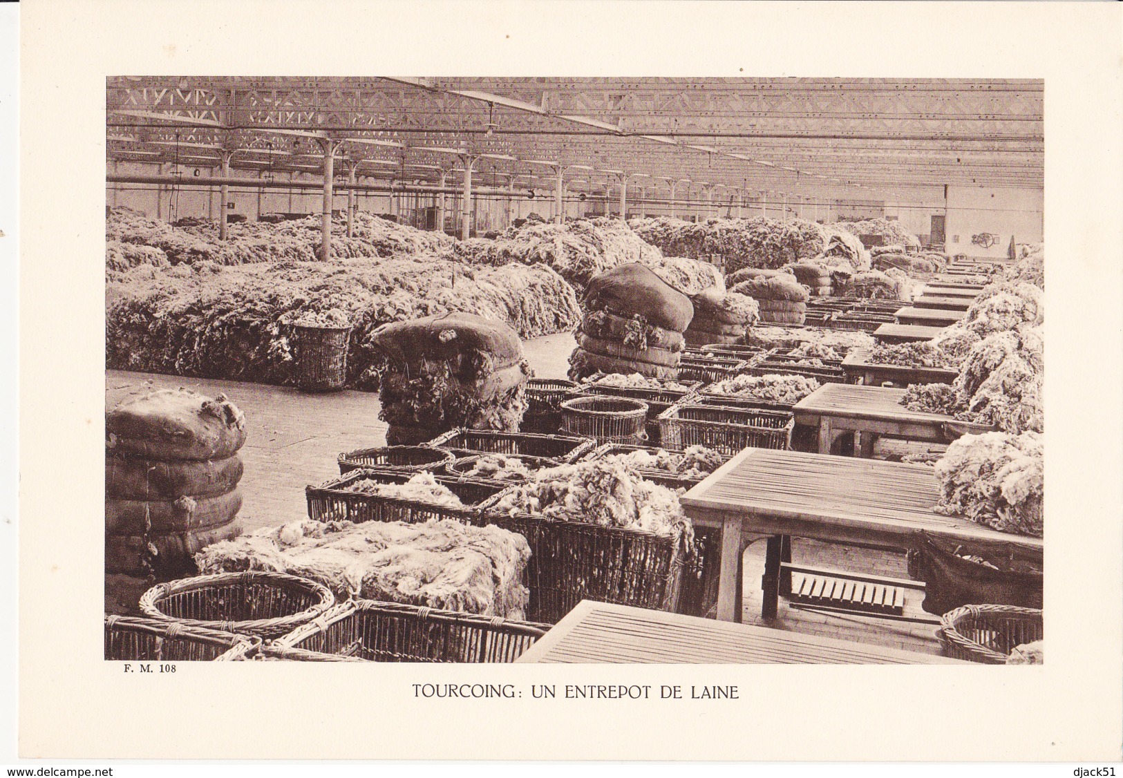 Grande Photo (Phototypie, Héliogravure) - F.M. 108 /  TOURCOING : UN ENTREPOT DE LAINE - Non Classés