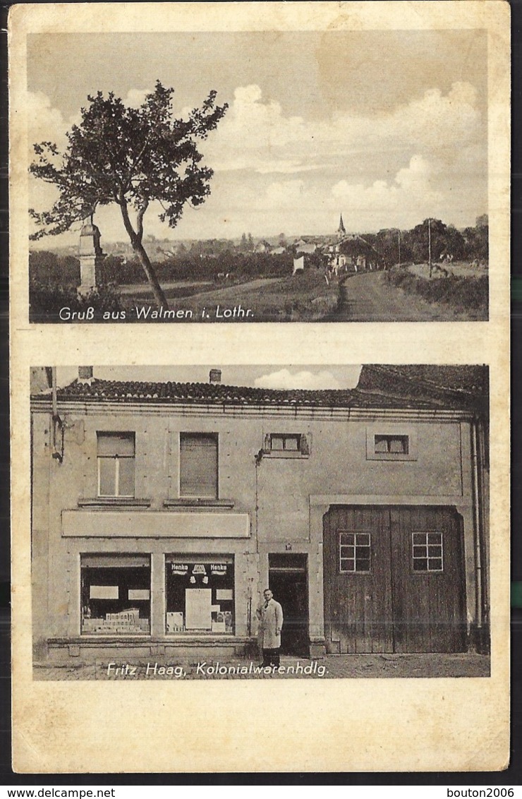 Valmont Walmen Epicerie Droguerie Fritz Haag Kolonialwarenhandlung Année 1940 1944 Non Circulée Près De Saint Avold - Saint-Avold