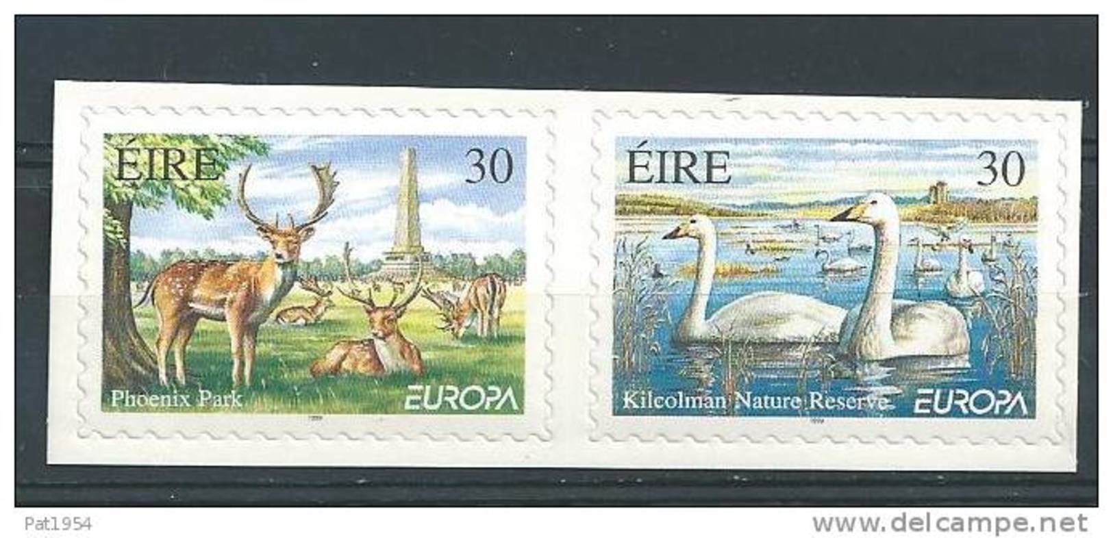 Irlande 1999 N°1145/1146 Adhésifs Neufs **  Europa Animaux Cygnes Et Daims - Neufs