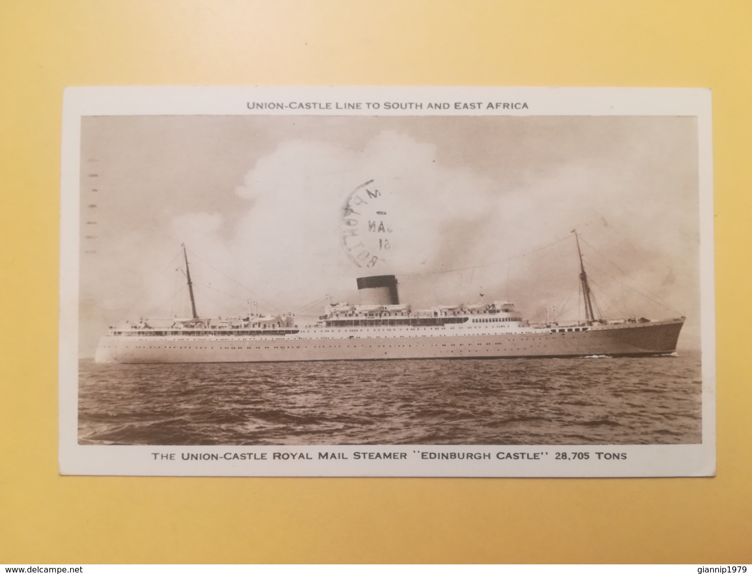 CARTOLINA POSTCARD SUD AFRICA SOUTH 1961 NAVY EDIMBURGH CASTLE BOLLO UNION OBLITERE ANNULLO SOUTH AMPTON - Sud Africa