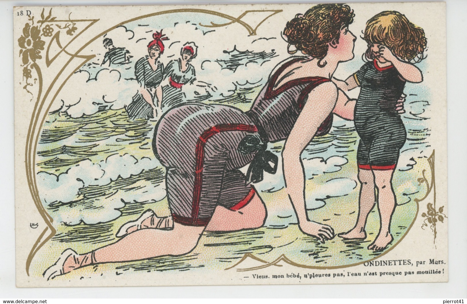 Illustrateur MARS - Jolie Carte Fantaisie Baigneuse Et Fillette "ONDINETTES " - Other & Unclassified