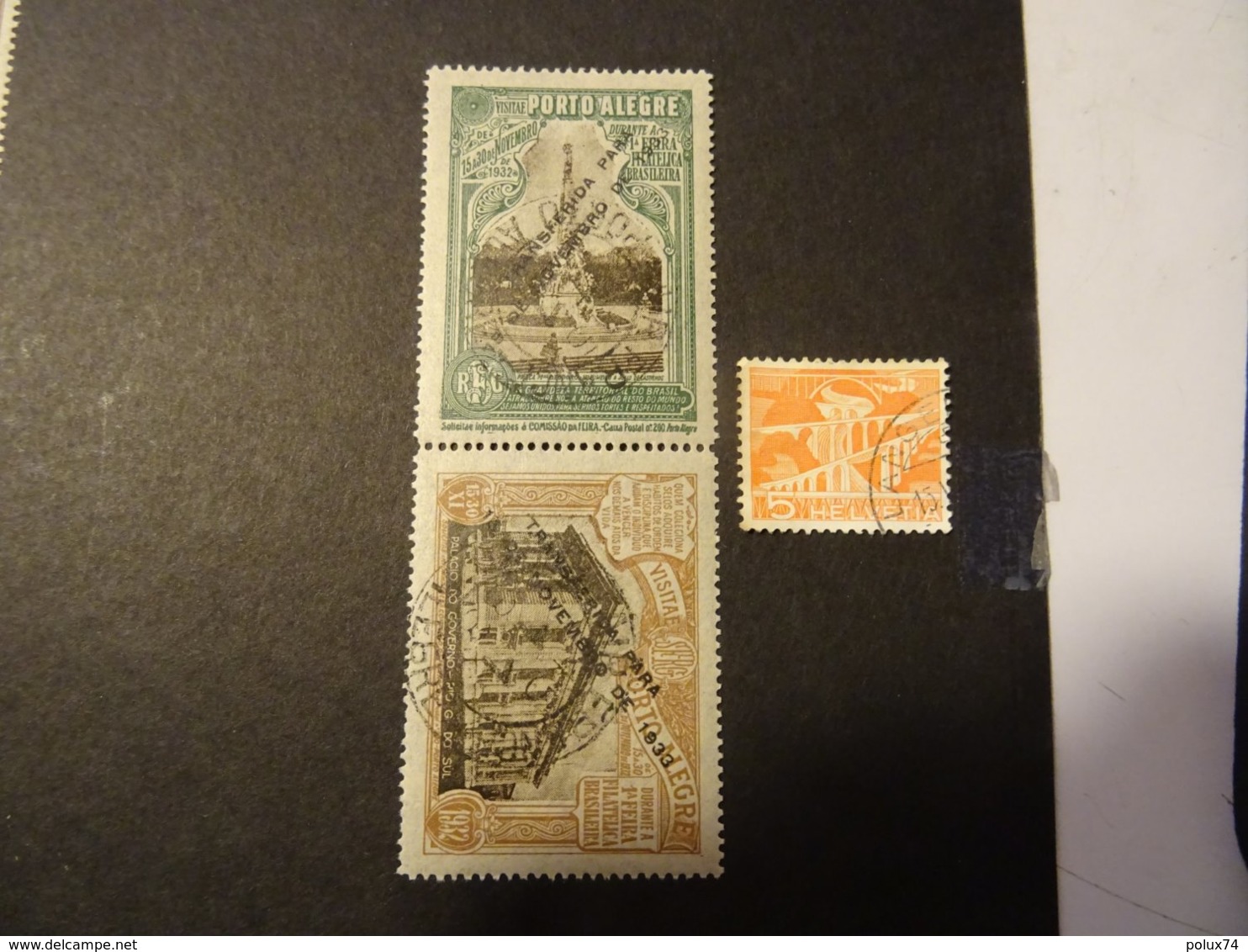 BRESIL  1°  FOIRE PHILATELIQUE 1932/ Surchargé 1933 Oblitéré Se Tenant - Franking Labels