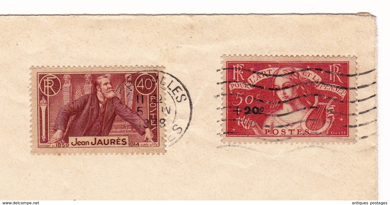 Lettre 1939 Versailles Yvelines Timbre Jean Jaurès 40 Centimes Libourne Gironde - Covers & Documents