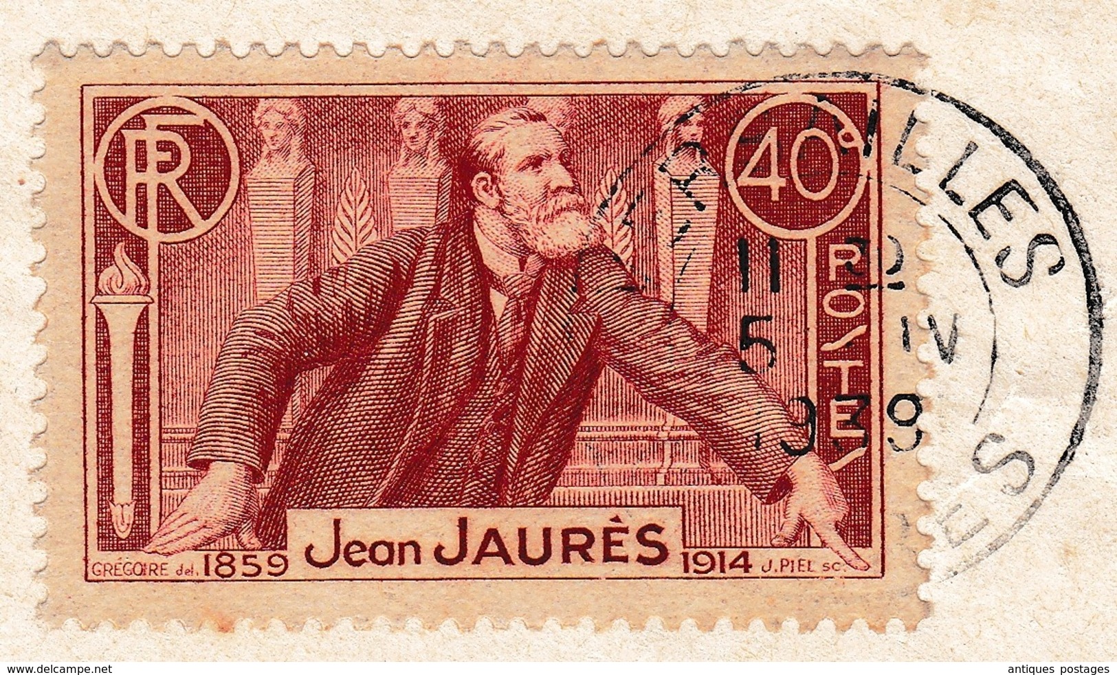 Lettre 1939 Versailles Yvelines Timbre Jean Jaurès 40 Centimes Libourne Gironde - Brieven En Documenten