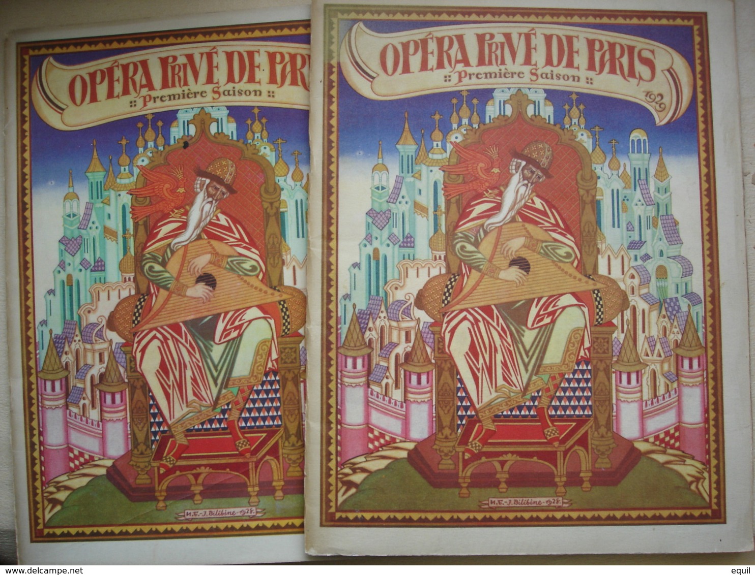 Deux Programmes De L' Opéra Privé De Paris.RUSSE Première Saison.datés 1929 Prince Igor De Borodine Et TSAR SALTAN - Programmi