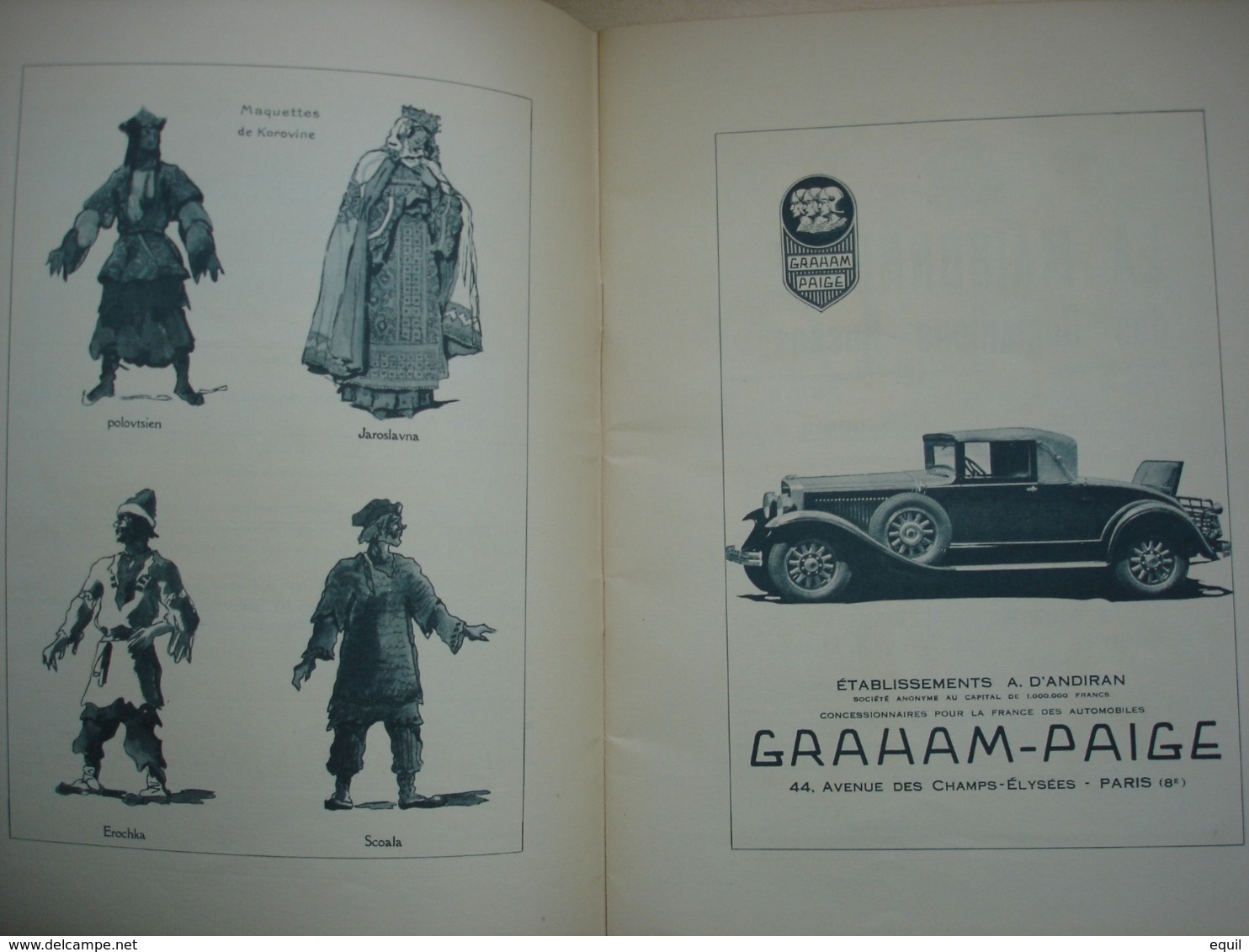 deux Programmes de L' Opéra Privé de Paris.RUSSE première saison.datés 1929 Prince Igor de Borodine et TSAR SALTAN