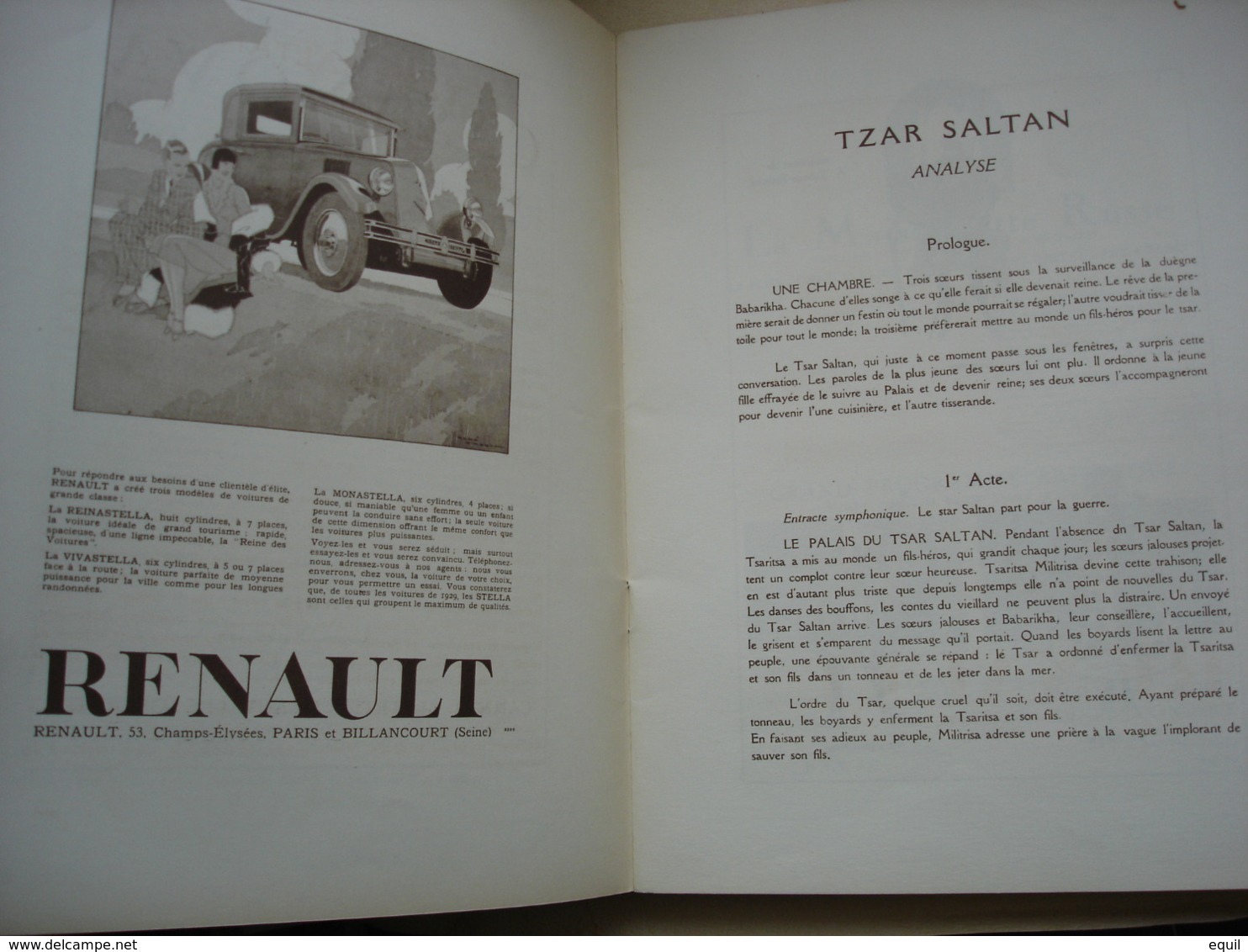 deux Programmes de L' Opéra Privé de Paris.RUSSE première saison.datés 1929 Prince Igor de Borodine et TSAR SALTAN