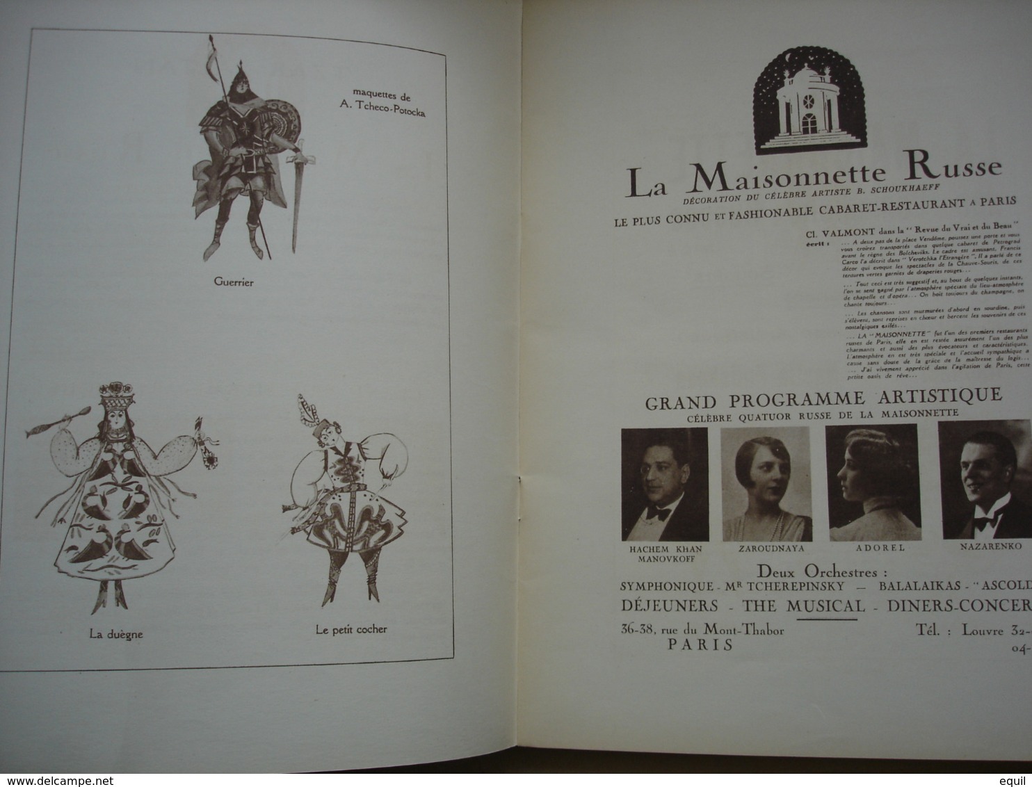 deux Programmes de L' Opéra Privé de Paris.RUSSE première saison.datés 1929 Prince Igor de Borodine et TSAR SALTAN