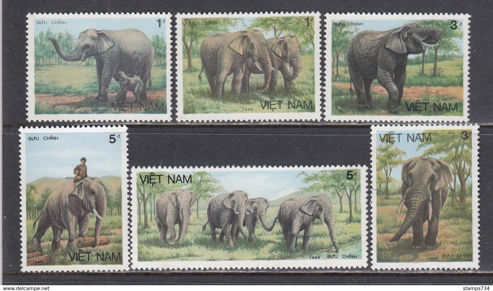 Vietnam 1987 - Elephant, Mi-Nr. 1777/82, Dent., MNH** - Vietnam