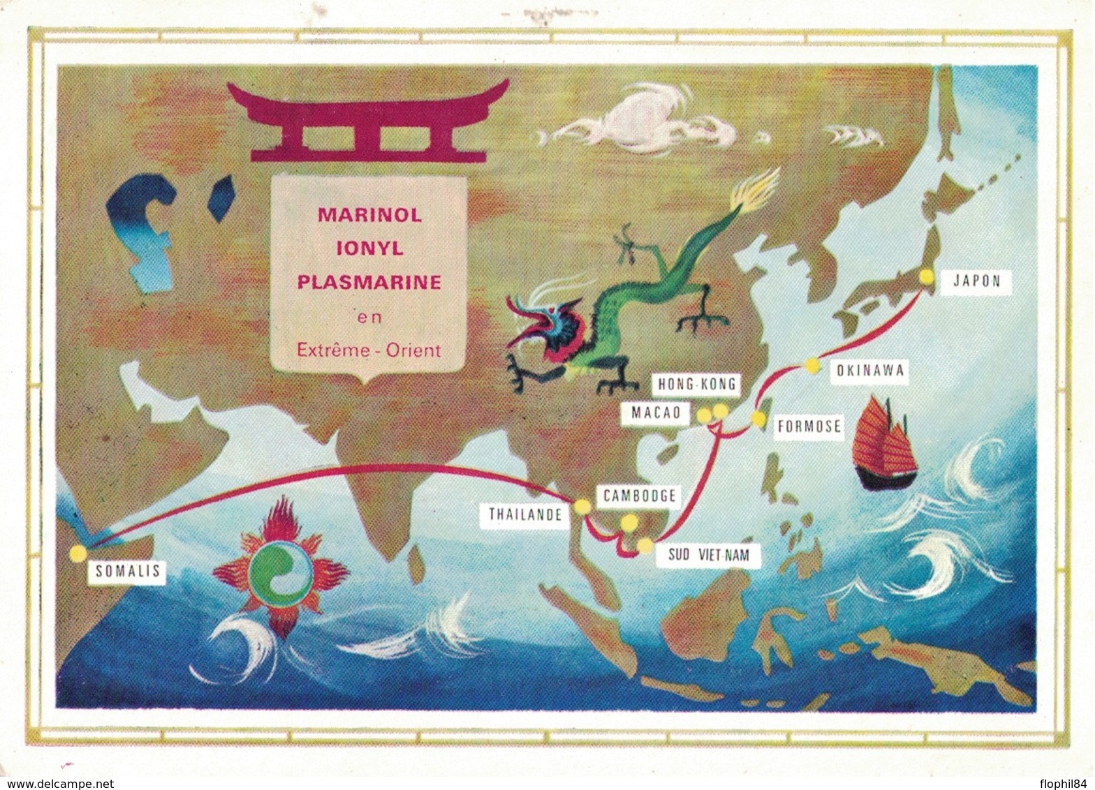 SOMALIS - DJIBOUTI - IONYL- CROISIERE EN EXTREME ORIENT - 1964/65 - ESCALE A DJIBOUTI - CARTE DU PERIPLE. - Brieven En Documenten