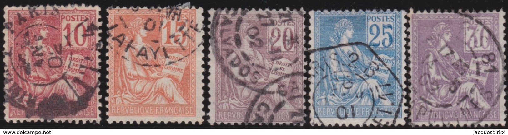 France  .   Yvert    .    5 Timbres       .       O    .    Oblitéré   .   /   .    Cancelled - Usados